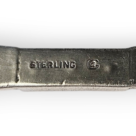 Antique Art Deco Sterling Brooch Yellow Rhinestone Goldstein Co 925 Silver Vtg - Picture 8 of 11